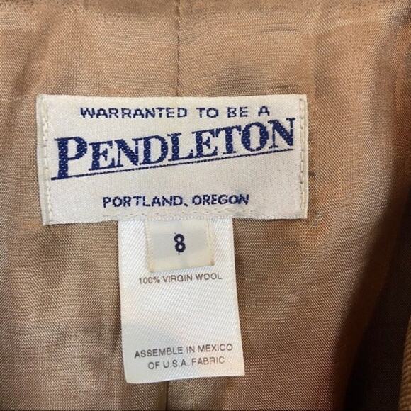 Pendleton Wool Blazer Women Size 8 Career Classic Virgin Wool Secretary Chic Tan - Picture 2 of 9